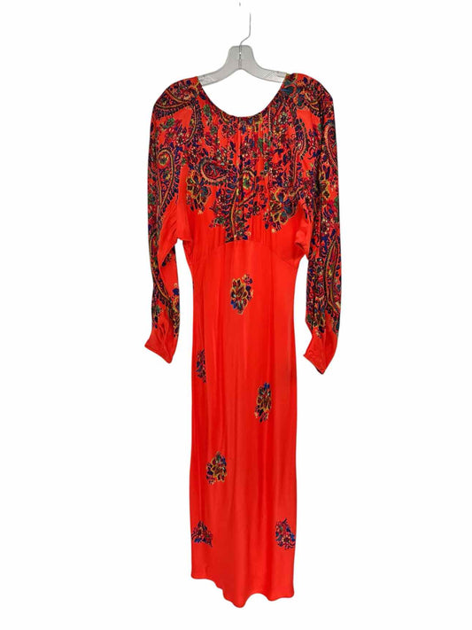 Free People Orange Clarity Midi Dress Size S