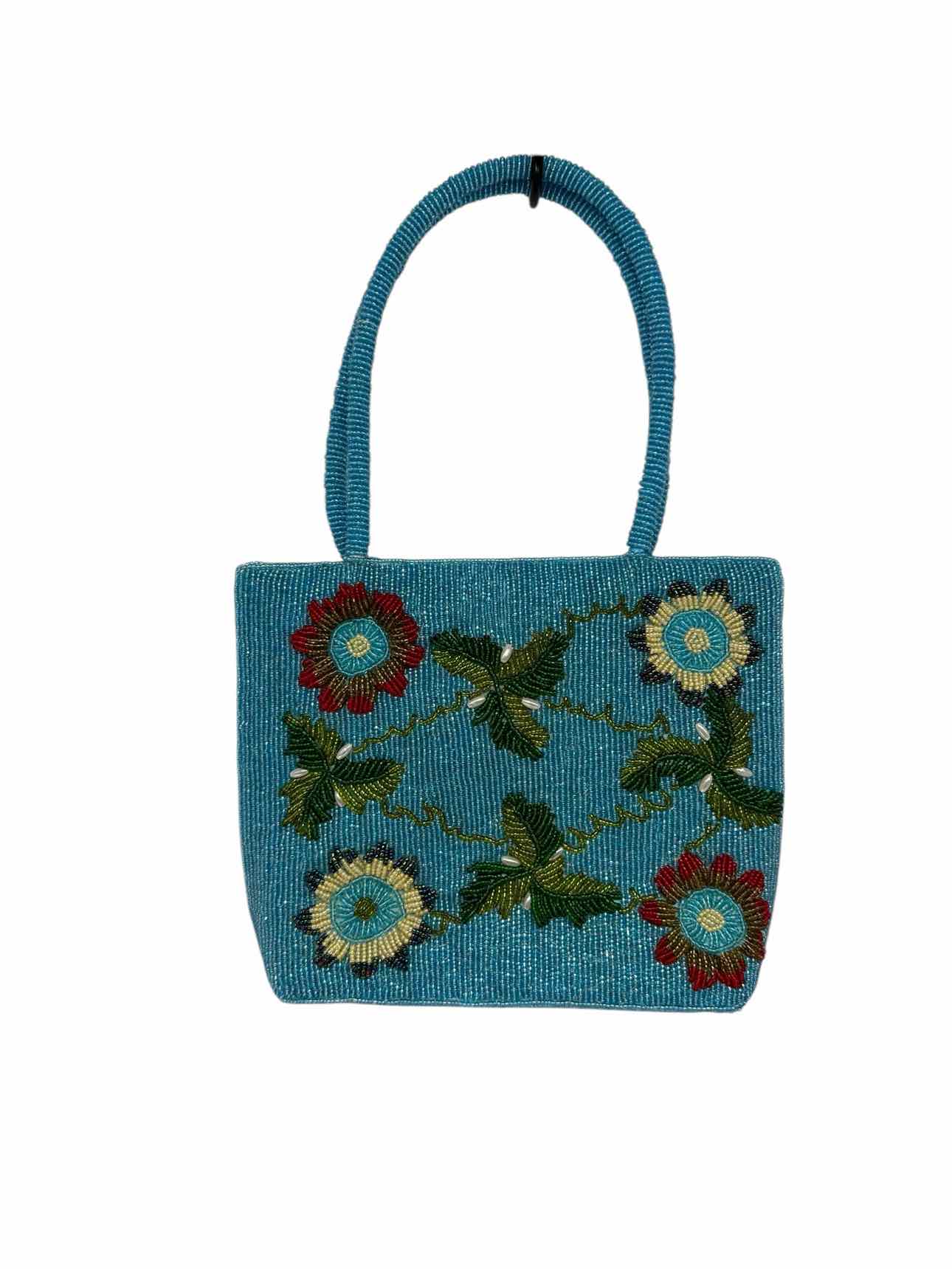 Blue Beaded Floral Arm bag