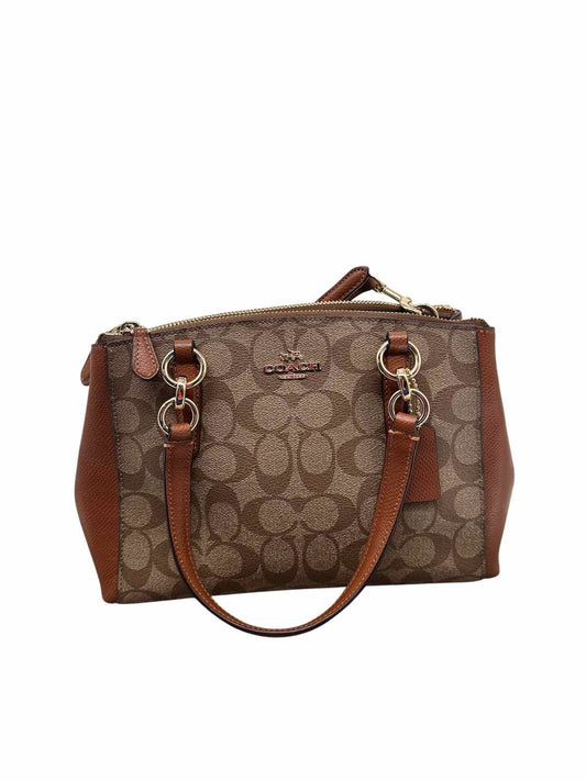 Coach Mini Christie Carryall Tan Coated Canvas Crossbody