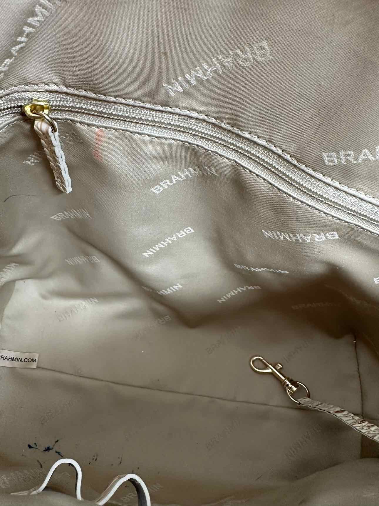 Brahmin Duxbury Rockville in Ivory Iquana Leather Satchel **AS IS**