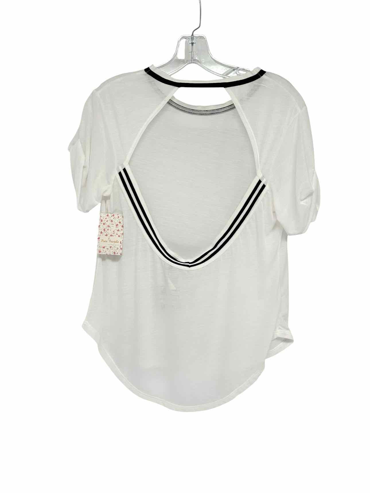 Free People White FP Movement Zephyr Open Back Short Sleeve Top Size XS  **NEW**