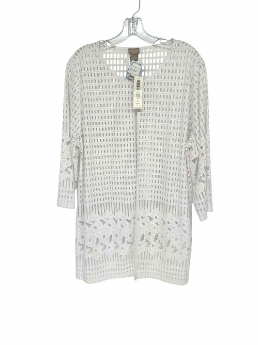 Chicos Travelers Floral Grid Jacket White Size 16 **NEW**