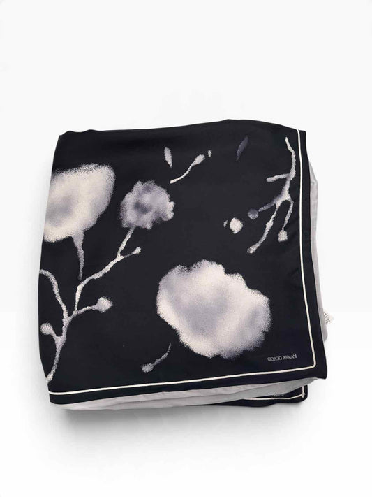 Armani Collection Giorgio Armani Black & White Silk Floral Scarf