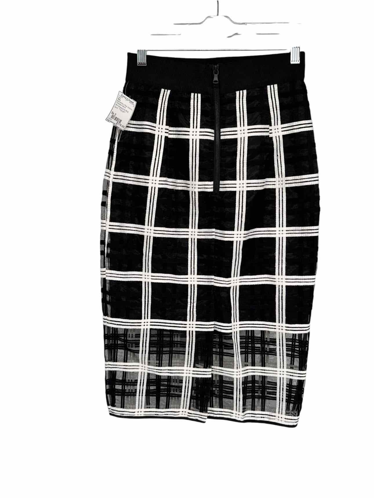 Milly Windowpane Midi Skirt Black/white Size 2 **NEW**