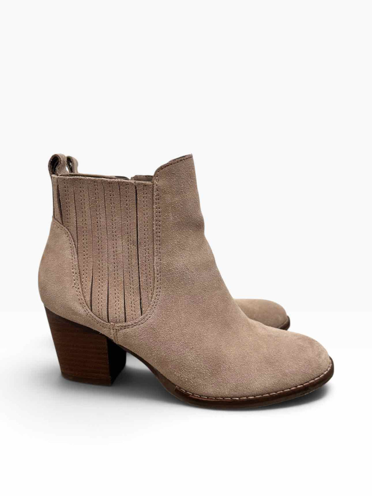 Crown Vintage Cindy Block Heel Beige Bootie Shoe Size 6.5