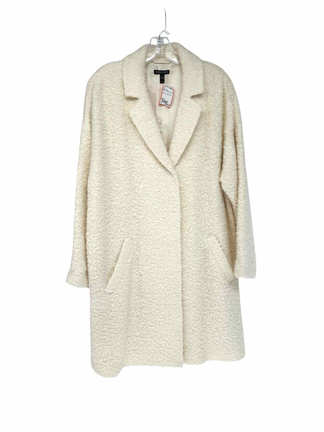 Eileen Fisher Boucle Teddy Coat Cream Size M