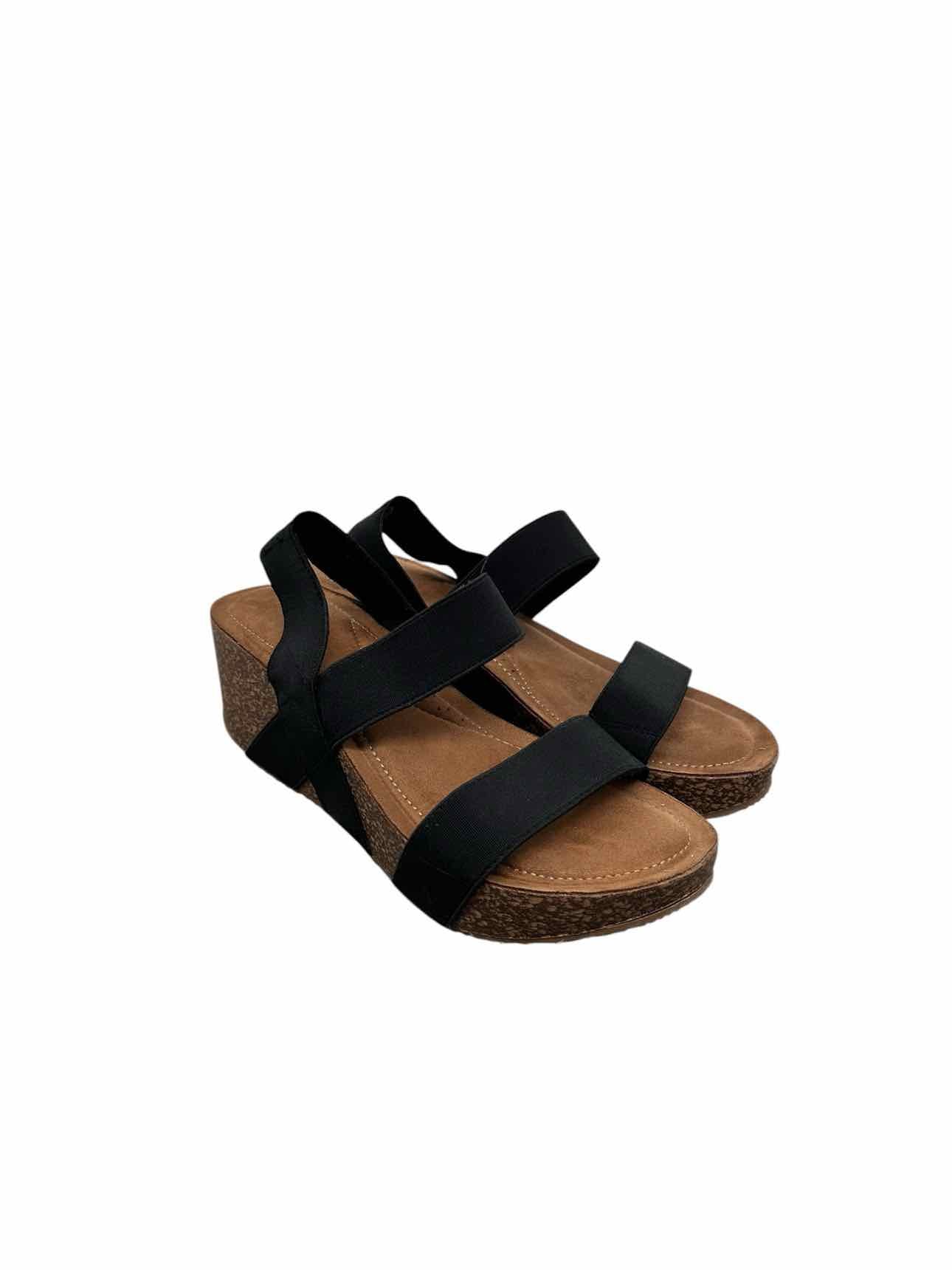 Madden Girl Zori Wedge Black Sandals Shoe Size 7.5