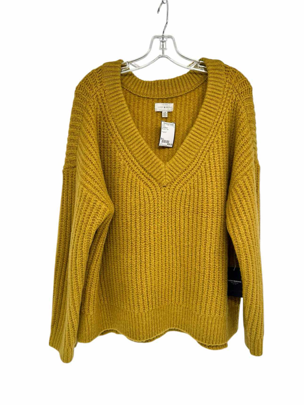 Lucky Brand Mustard Sweater Size L **NEW**