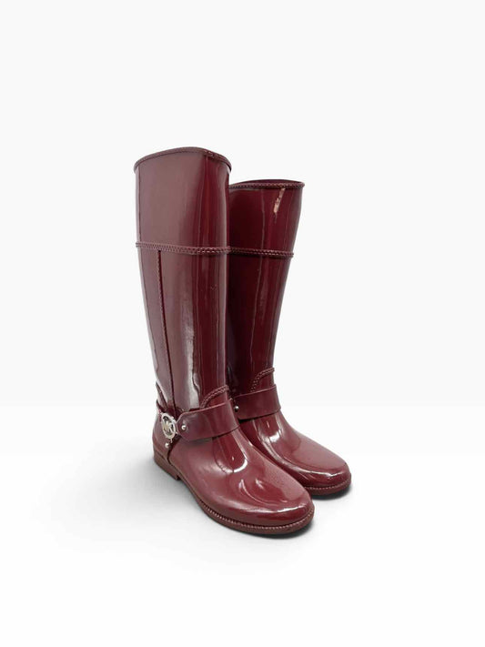 Michael Kors Fulton Harness Tall Rain Boots Plum Shoe Size 9