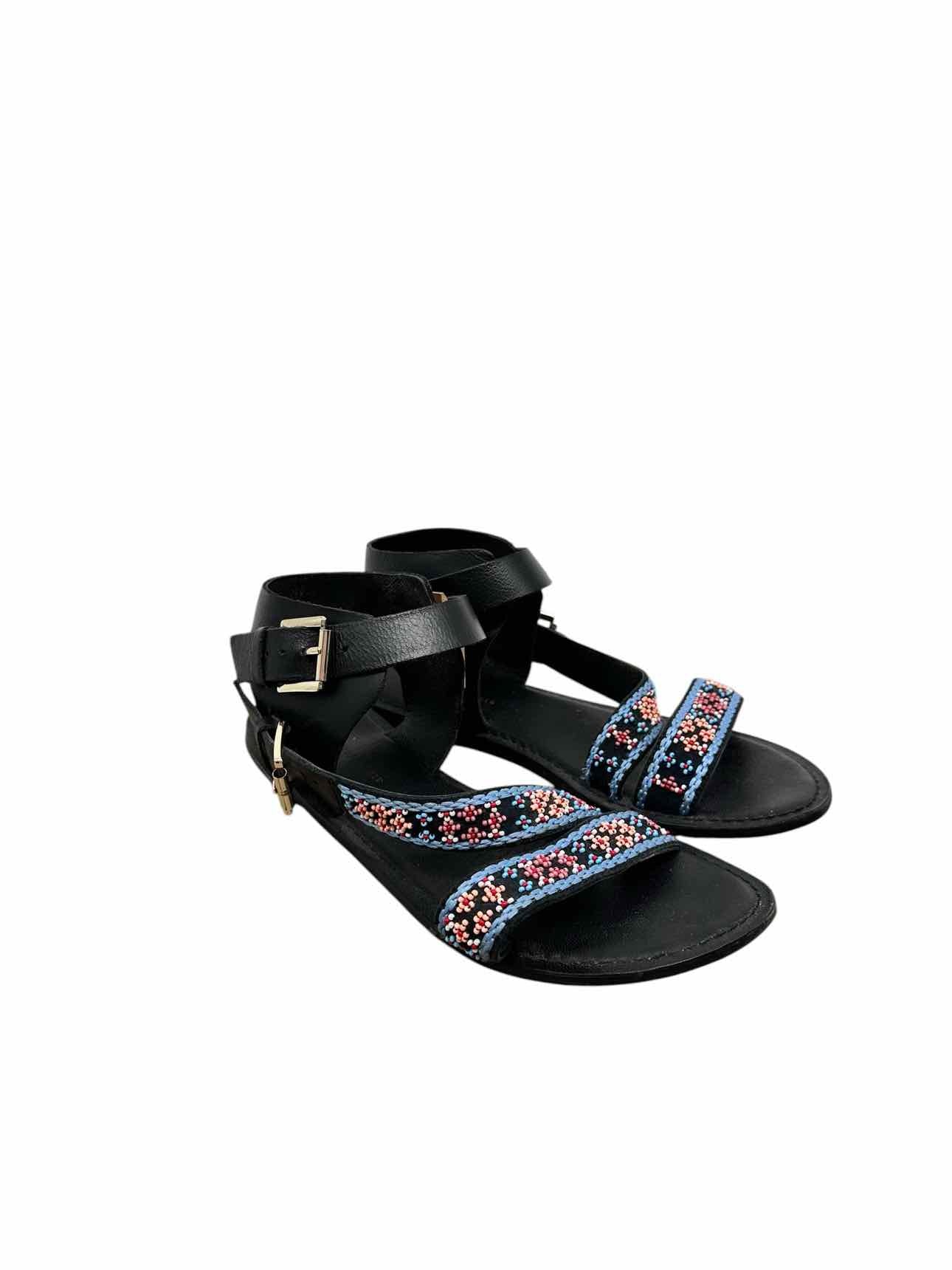 Anthropologie Black Beaded Sandals Shoe Size 7
