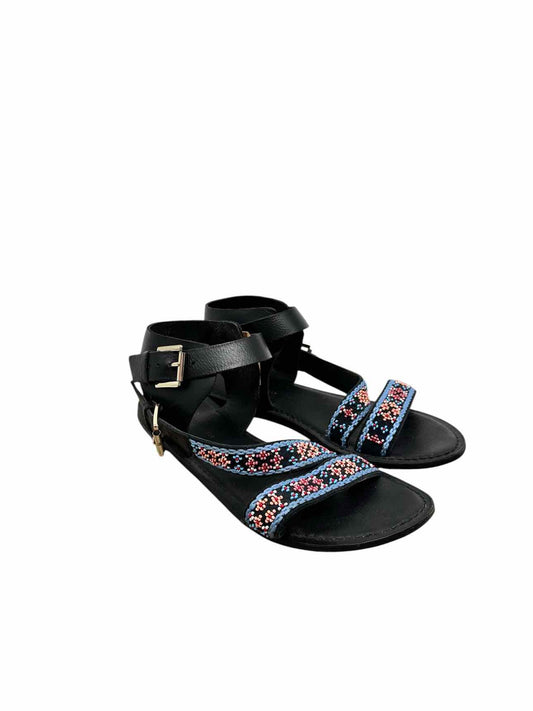 Anthropologie Black Beaded Sandals Shoe Size 7