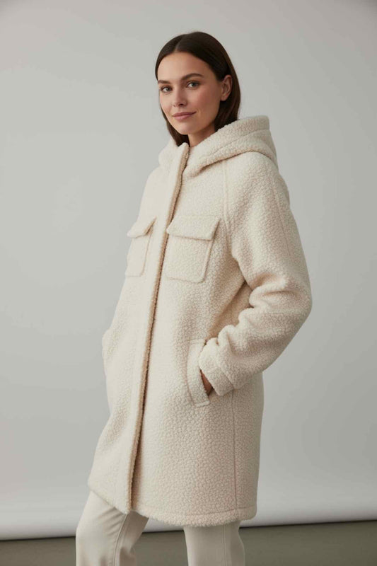 BCBGMaxazria Teddy Coat Cream Size M