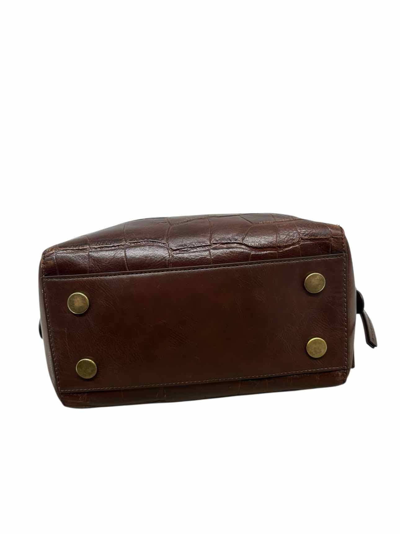 Fossil Sydney Satchel Croc Embossed Brown Leather Satchel