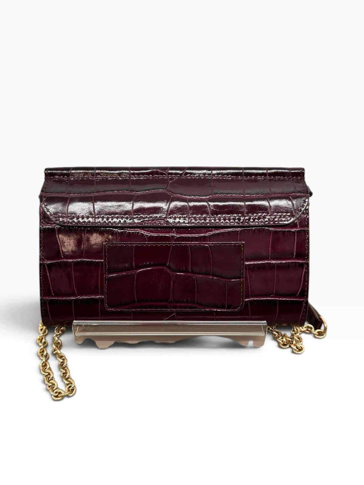 Jemma Maggie Croc Embossed Burgundy Leather Crossbody