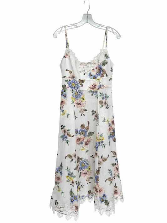 Zimmerman Applique Linen Picnic Midi Dress Size 8