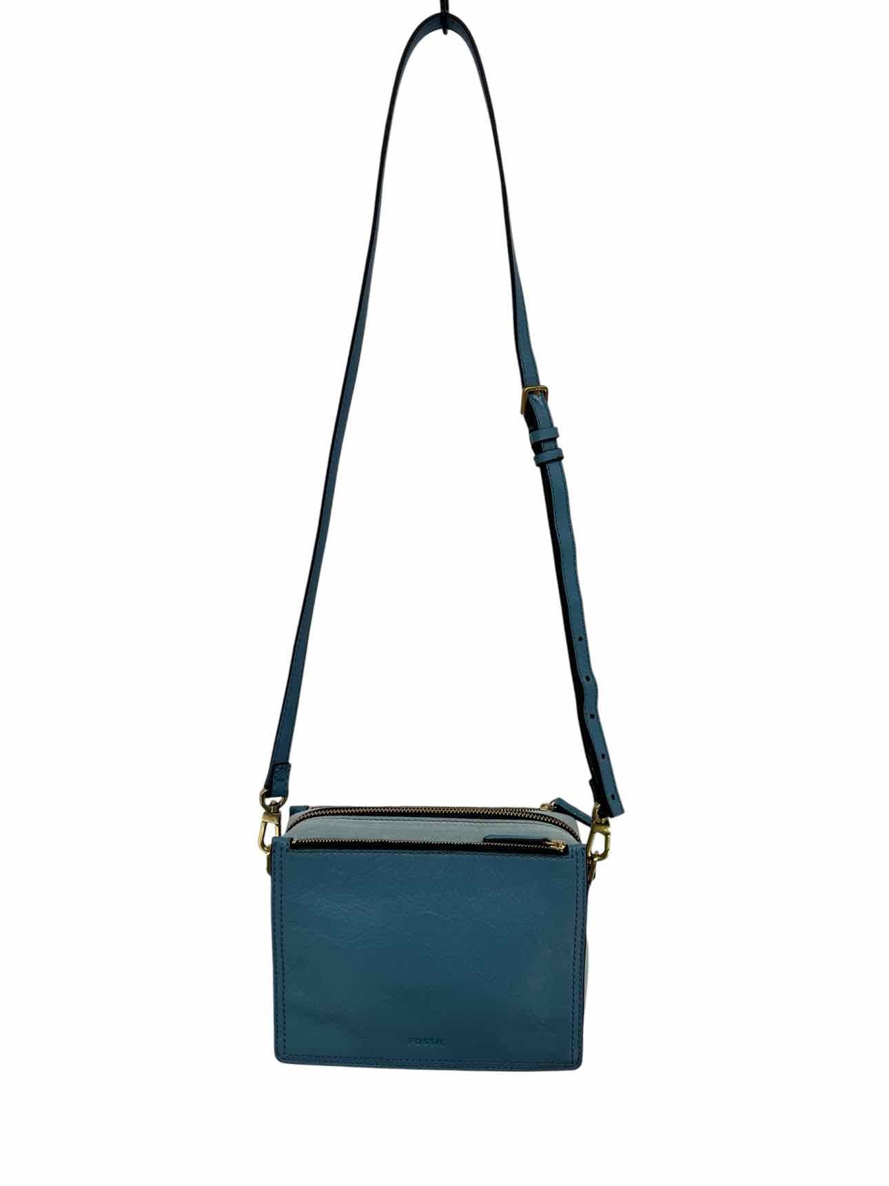 Fossil Blue Leather Crossbody