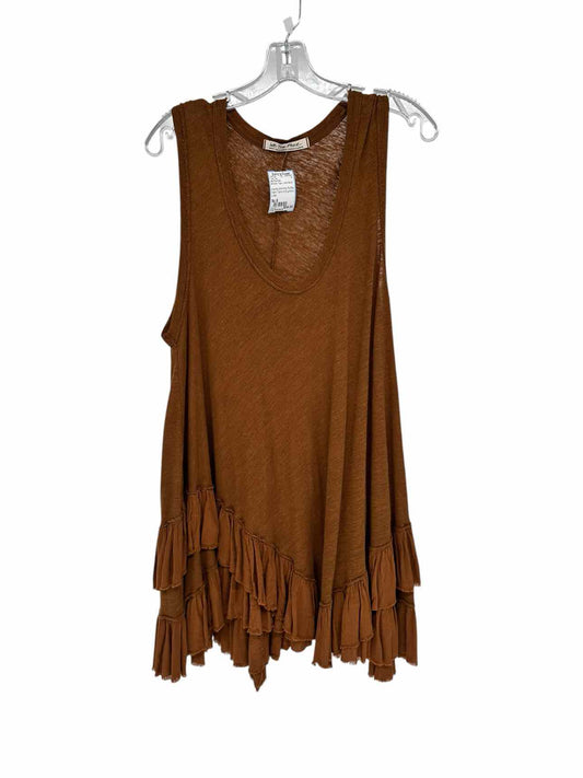We The Free Sasha Shimmy Ruffle Hem Tank in Bronze Size S