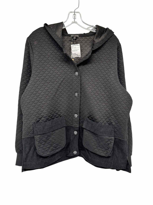 Coco +  Carmen Black Quilted Button-front Hooded Jacket Size S/M