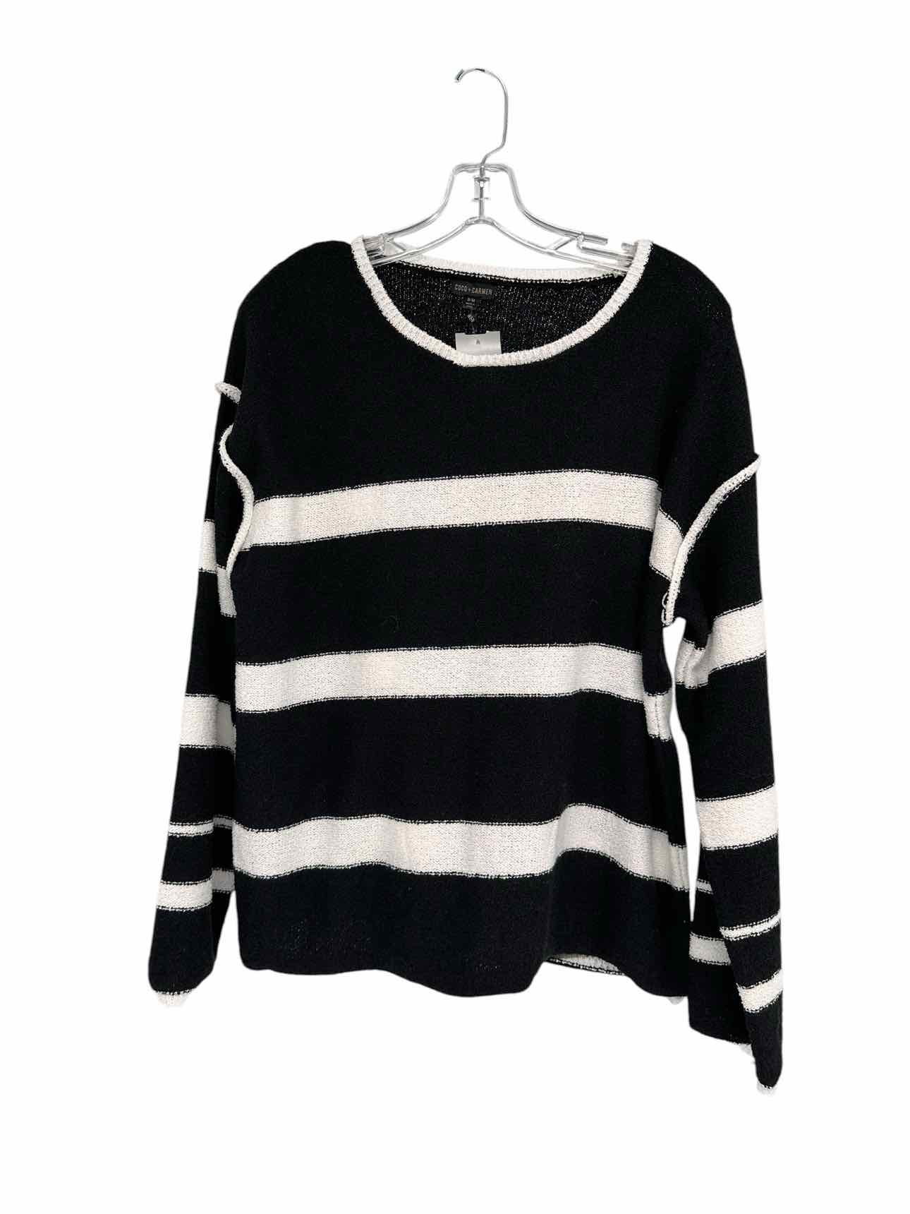 Coco +  Carmen Black/White Carolyn Crewneck Sweater Size S/M **NEW**