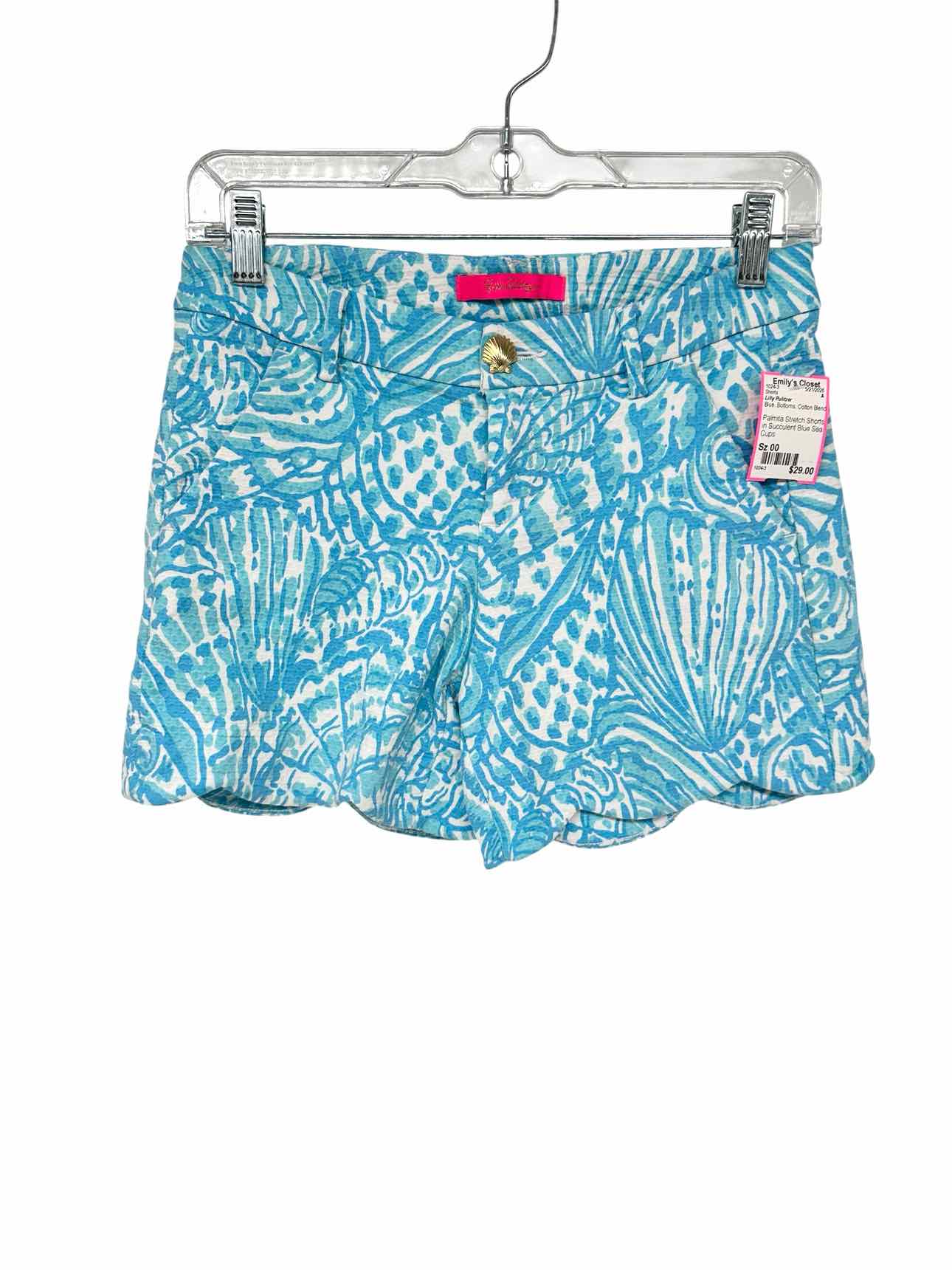 Lilly Pulitzer Palmita Stretch Shorts in Succulent Blue Sea Cups Size 00