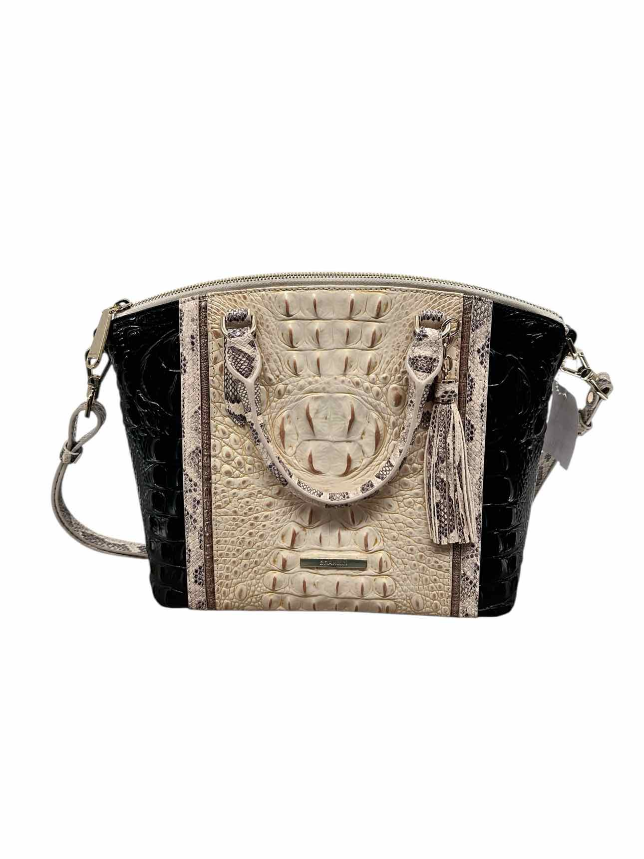 Brahmin Duxbury Rockville in Ivory Iquana Leather Satchel **AS IS**