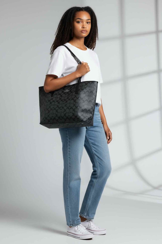Coach City Tote Black Coated Canvas Tote