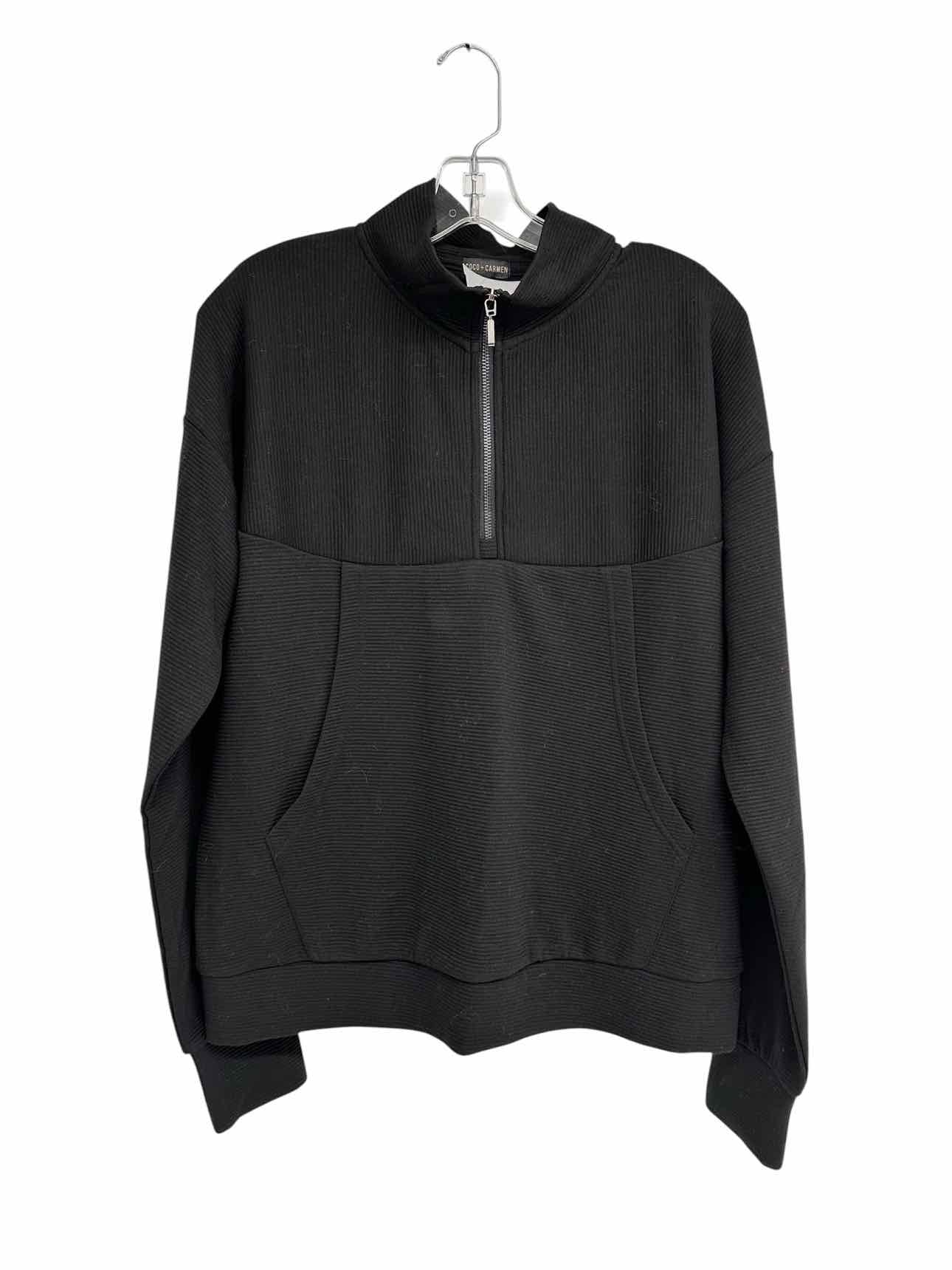 Coco +  Carmen Black Ribbed Quarter-Zip Size S/M  **NEW**