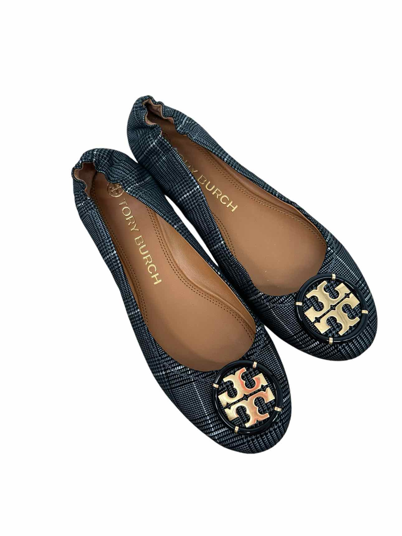 Tory Burch Gray Plaid Prince of Wales Ballet Flats SIZE 8