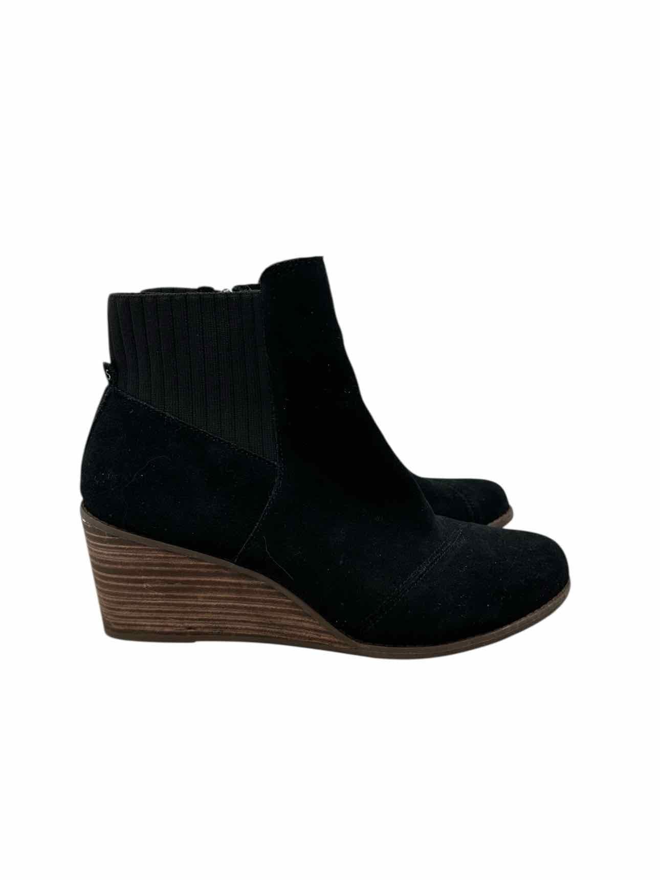 Toms Joanna Wedge Black Bootie Shoe Size 10