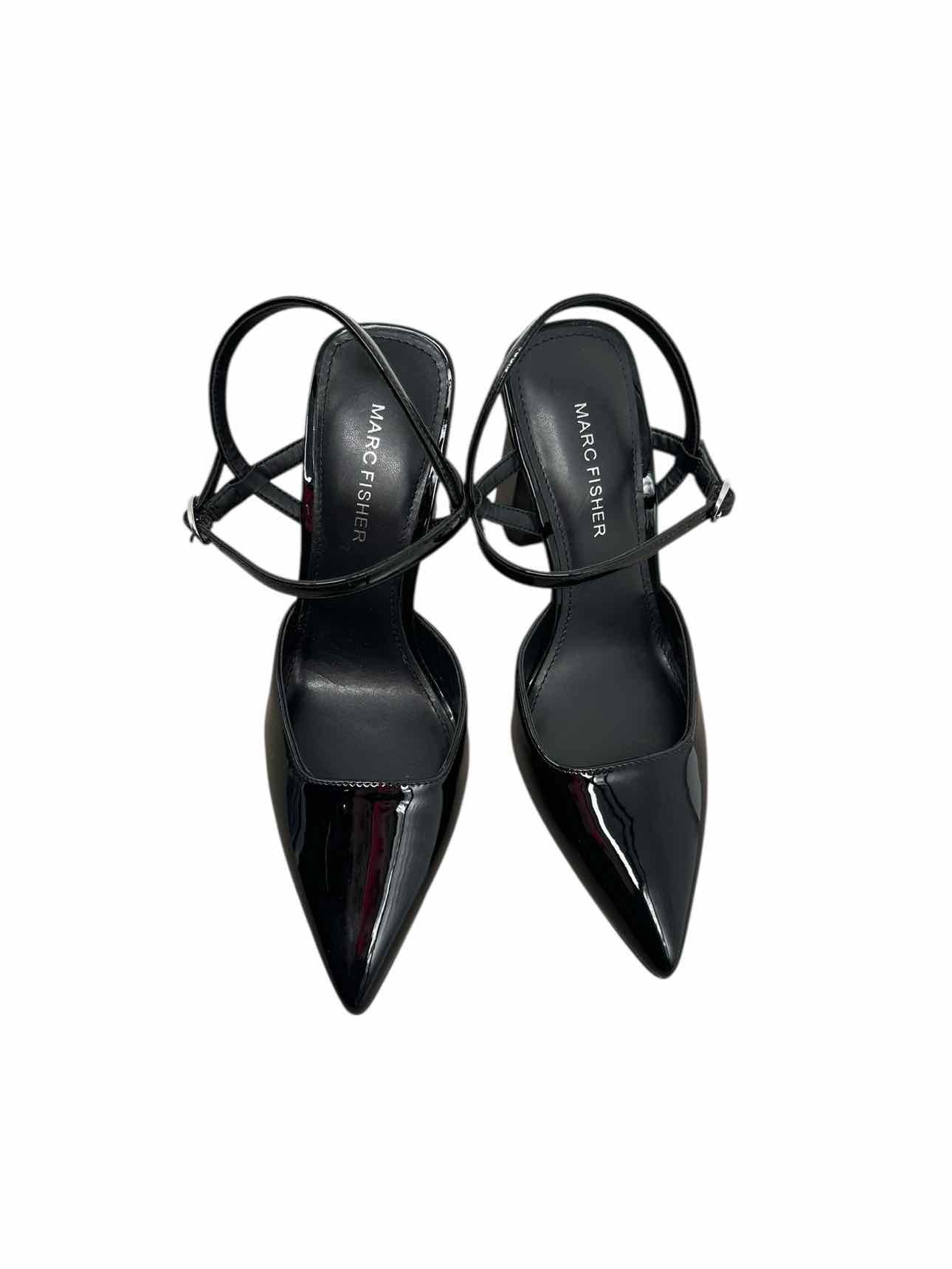 Marc Fisher Doster Black Faux Patent Leather Block Heels Shoe Size 6 **NEW**