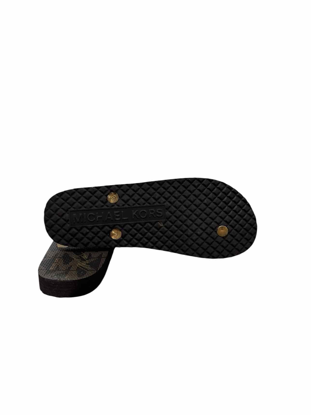 Michael Kors Gold Logo Flip Flops Shoe Size 7