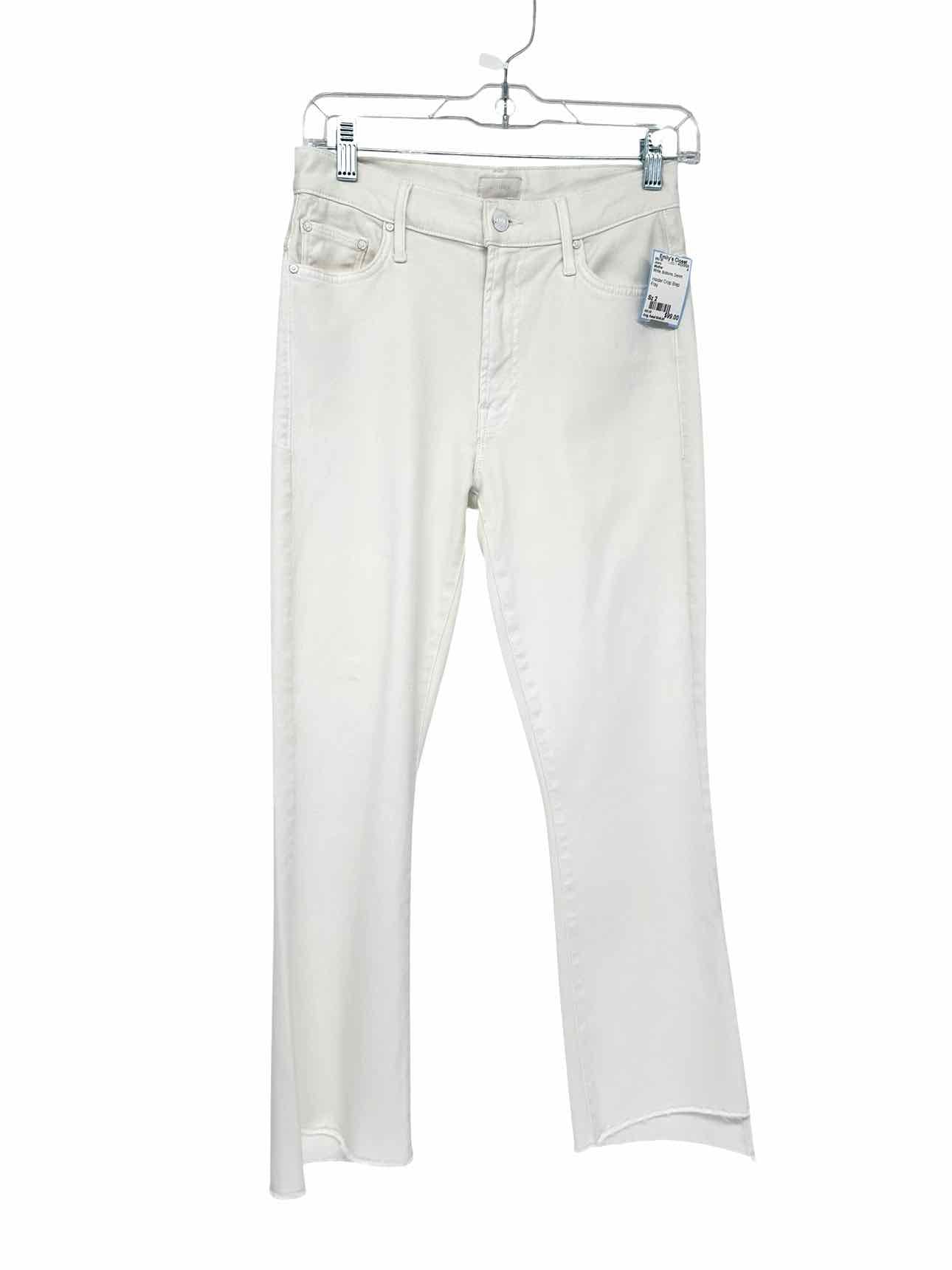 Mother Insider Crop Step Fray White Jeans Size 2
