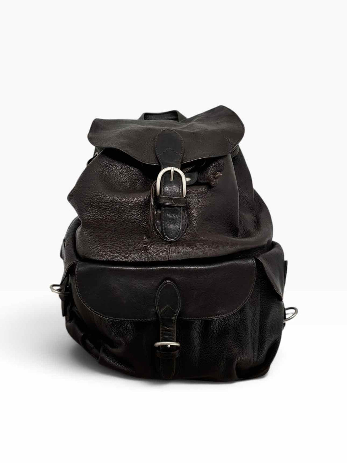 London Fog Vintage Brown Leather Backpack