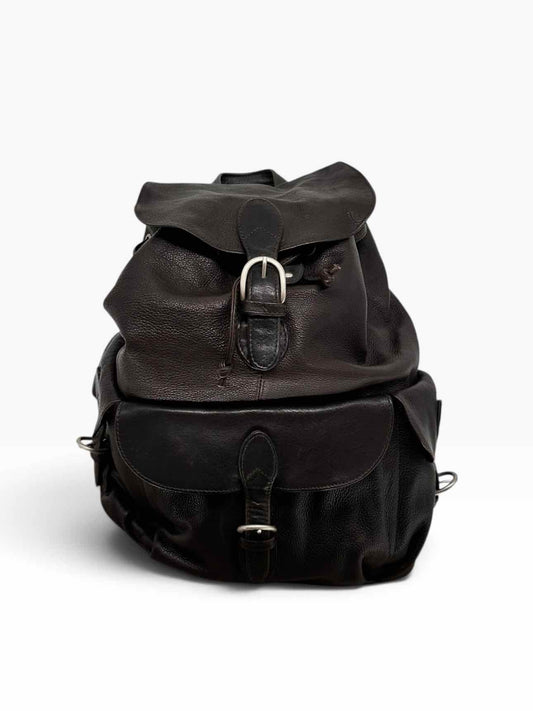 London Fog Vintage Brown Leather Backpack