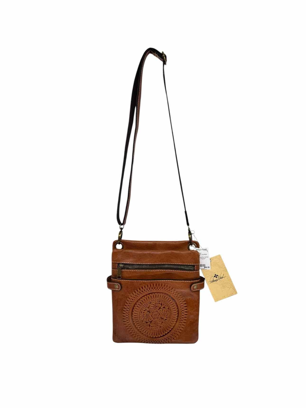 Patricia Nash Francesca Burnished Tooled Tan Leather Crossbody **NEW**
