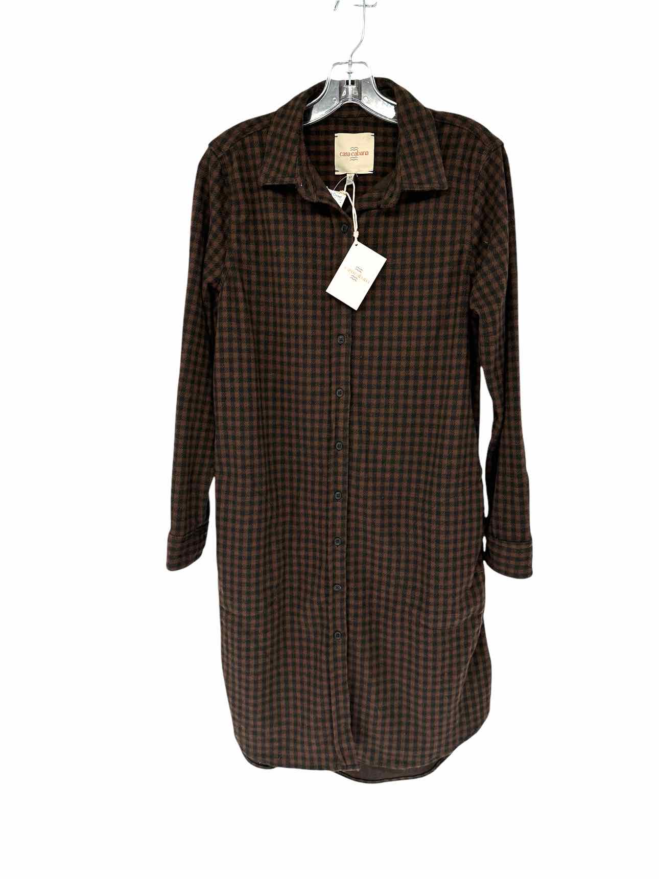 Casa Cabana Brown Long Sleeve Shirt Dress Size M **NEW**