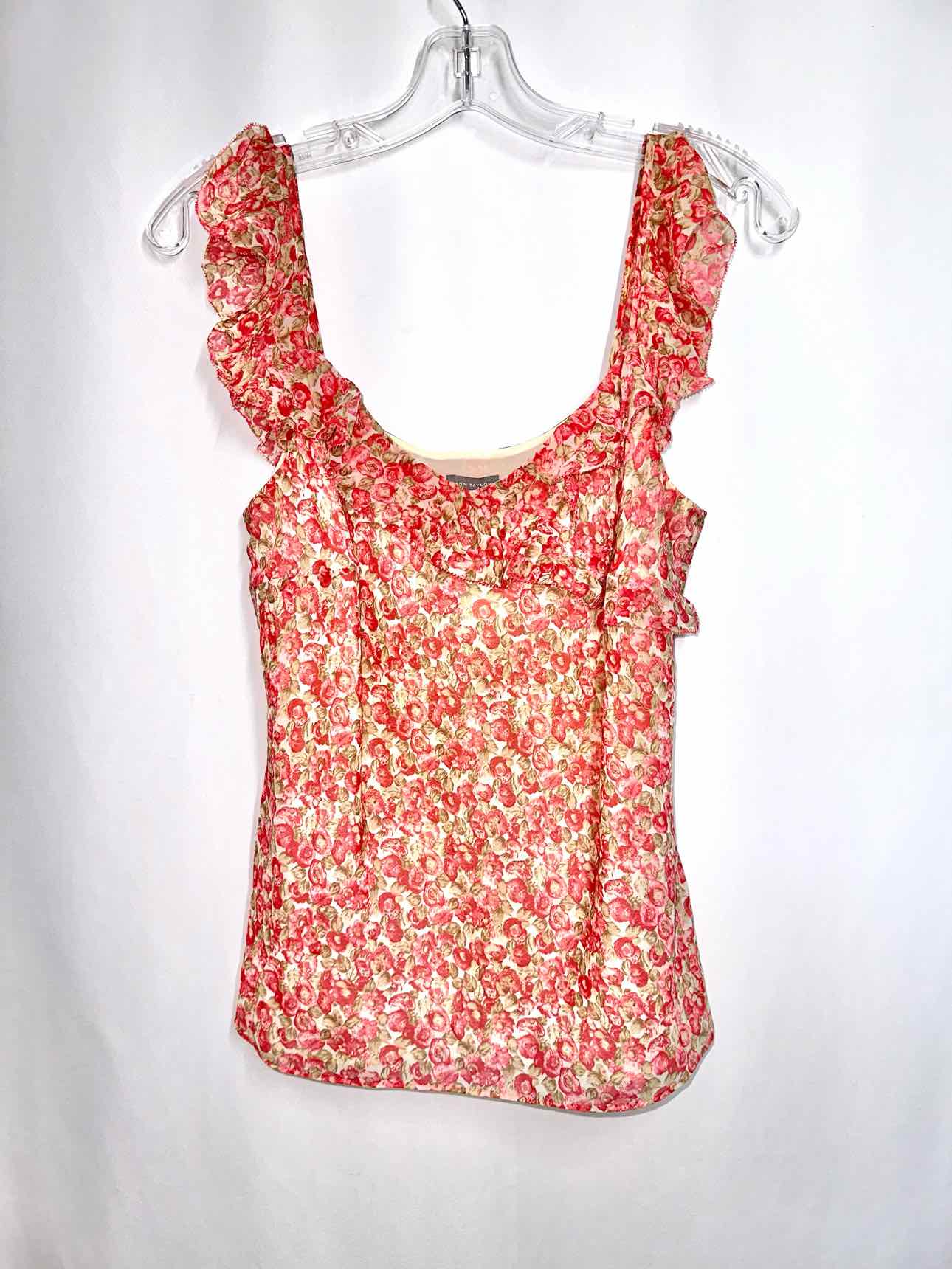 Ann Taylor Pink Floral Sleeveless Top Size M