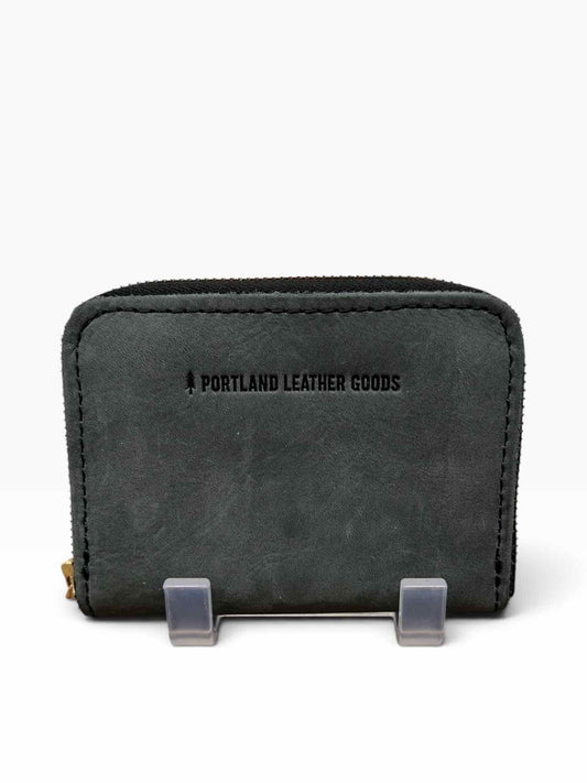 Portland Leather Goods Gray Leather Medium Zip Around Wallet