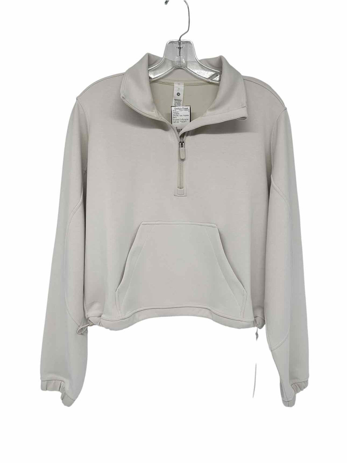 Lululemon Off-White Brushed Softstreme Half Zip Size 6 **NEW**