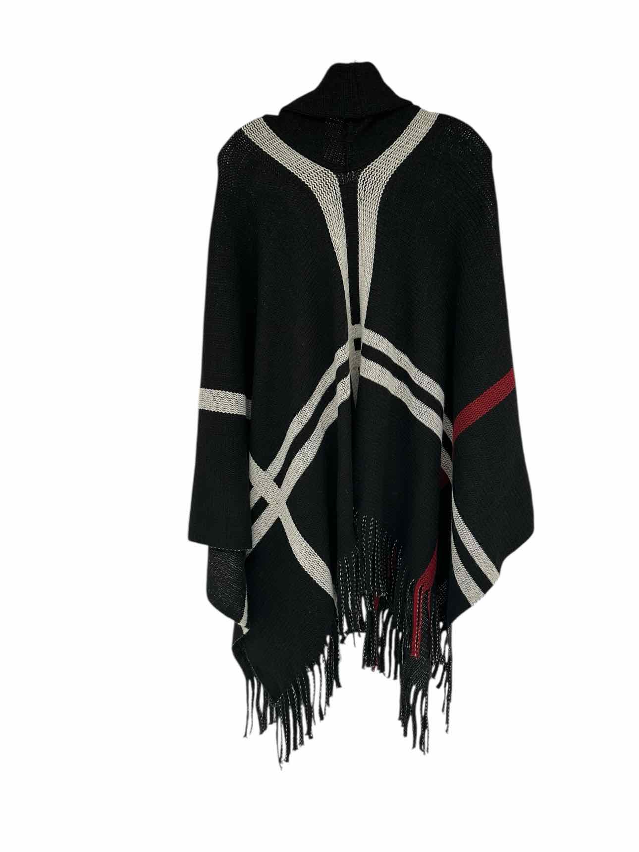 Kimberly.C Black/White Cowelneck Poncho Size One Size