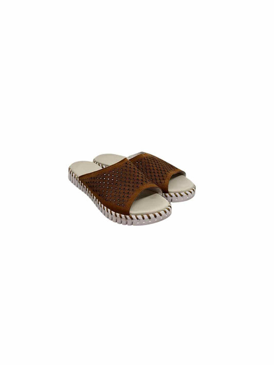 Isle Jacobsen Tulip Slide Tan Sandals Shoe Size 9.5