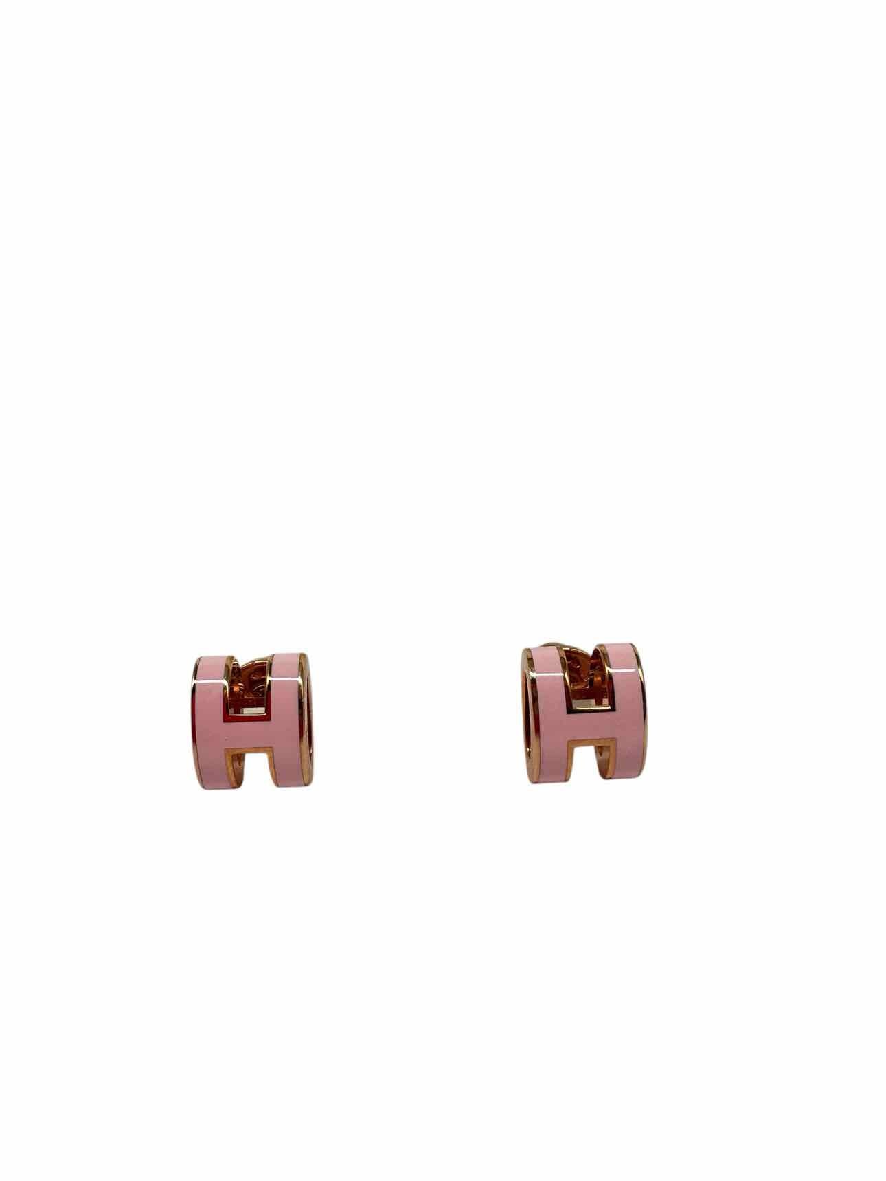 Hermes Mini Pop H Earrings In Rose Dragee **NEW**