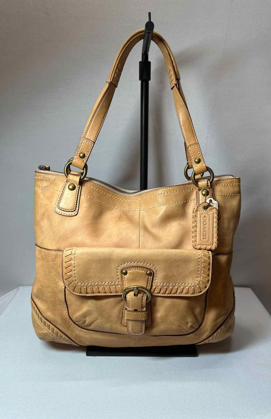 Coach Poppy Whipstitch Tan Leather Tote