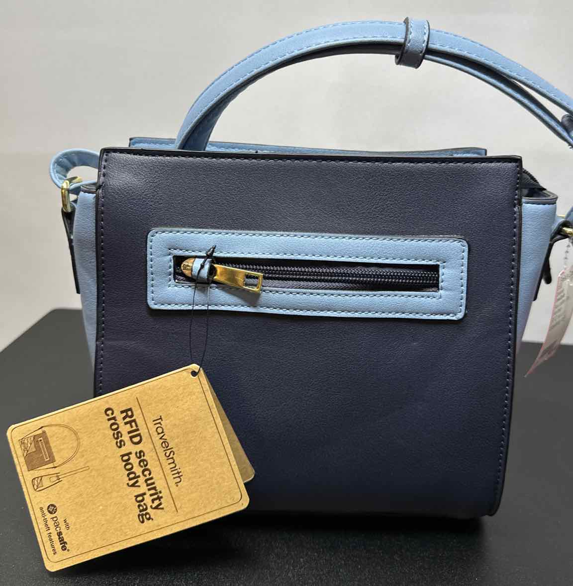 TravelSmith Blue Faux Leather Crossbody NEW