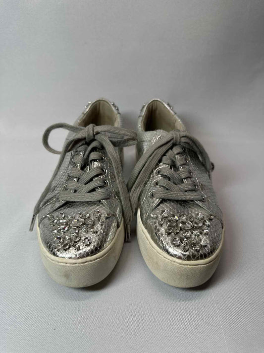Michael Kors Silver Snakeskin Print Gem Sneakers