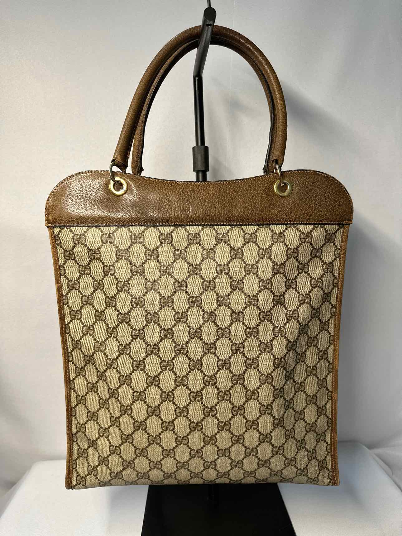 Gucci Brown Vintage GG Plus Leather Tote